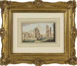 Abraham Rademaker, Antike Ruinen, Original Aquarell, 18. Jh