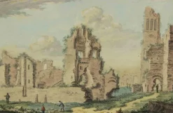 Abraham Rademaker, Antike Ruinen, Original Aquarell, 18. Jh
