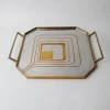 Achteckiges Mid-Century Tablett aus Edelstahl mit Messingrand, 1970er
