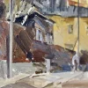 Adrian Van Arkel, Stockholm City Scene, 1960er, Öl auf Leinwand, Gerahmt