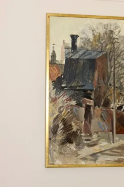 Adrian Van Arkel, Stockholm City Scene, 1960er, Öl auf Leinwand, Gerahmt