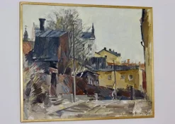 Adrian Van Arkel, Stockholm City Scene, 1960er, Öl auf Leinwand, Gerahmt