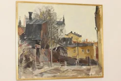 Adrian Van Arkel, Stockholm City Scene, 1960er, Öl auf Leinwand, Gerahmt