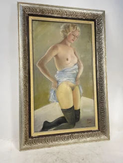 Aktporträt einer deutschen Frau, Öl auf Leinwand, 1920er, gerahmt