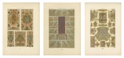 Albert Racinet, Renaissance Teller mit Ornamenten, 1873, Lithographie, 3er Set