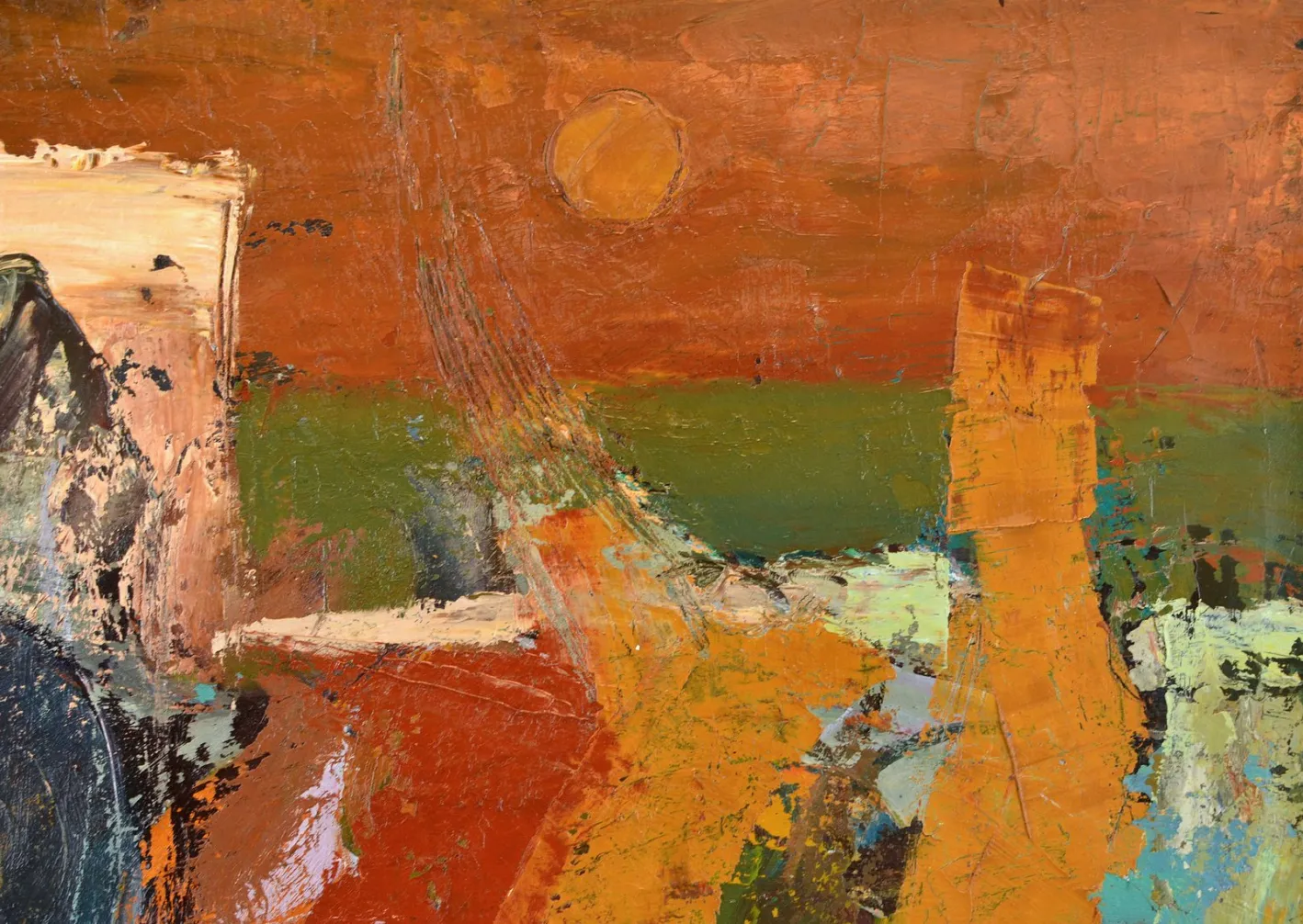 Aleksandr Rodin, City, 1980er, Öl auf Leinwand