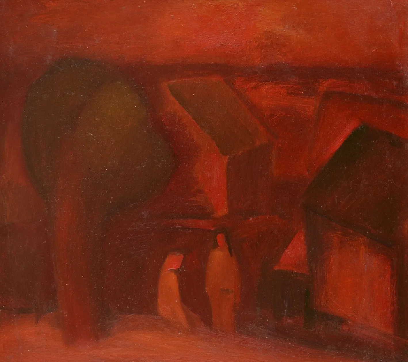 Aleksandr Rodin, Doppelseitige Landschaft, 1980er, Öl auf Karton
