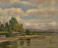 Alexis Louis Roche, Au bord du lac, Genf, Öl auf Leinwand