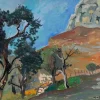Alfred Lop-Montel, Mediterrane Landschaft, Gouache auf Papier, gerahmt