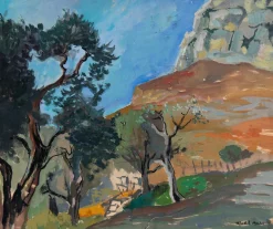 Alfred Lop-Montel, Mediterrane Landschaft, Gouache auf Papier, gerahmt