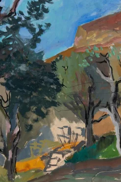 Alfred Lop-Montel, Mediterrane Landschaft, Gouache auf Papier, gerahmt