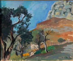 Alfred Lop-Montel, Mediterrane Landschaft, Gouache auf Papier, gerahmt
