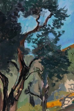Alfred Lop-Montel, Mediterrane Landschaft, Gouache auf Papier, gerahmt