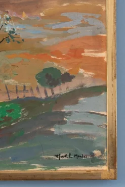 Alfred Lop-Montel, Mediterrane Landschaft, Gouache auf Papier, gerahmt