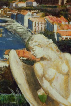 Alfredo Santini, Amalfiküste, 1990er, Ölgemälde auf Leinwand, gerahmt