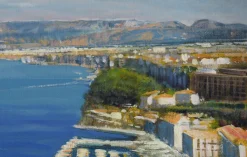 Alfredo Santini, Amalfiküste, 1990er, Ölgemälde auf Leinwand, gerahmt
