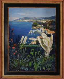 Alfredo Santini, Amalfiküste, 1990er, Ölgemälde auf Leinwand, gerahmt
