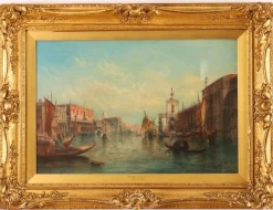 Alfred Pollentine, Canal Grande Venedig, 19. Jh., Antike Ölgemälde, Gerahmtes 2er Set