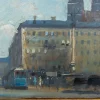 Alois Pfund, Marienplatz, München, 1920er Jahre, Öl auf Karton, gerahmt