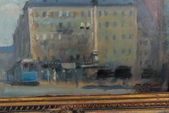 Alois Pfund, Marienplatz, München, 1920er Jahre, Öl auf Karton, gerahmt