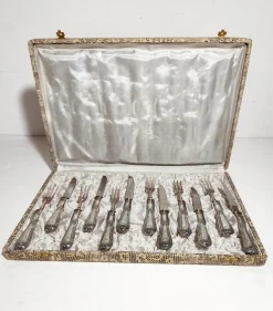 Alpaka Dessertbesteck, Spanien, 1950er, 12 Set