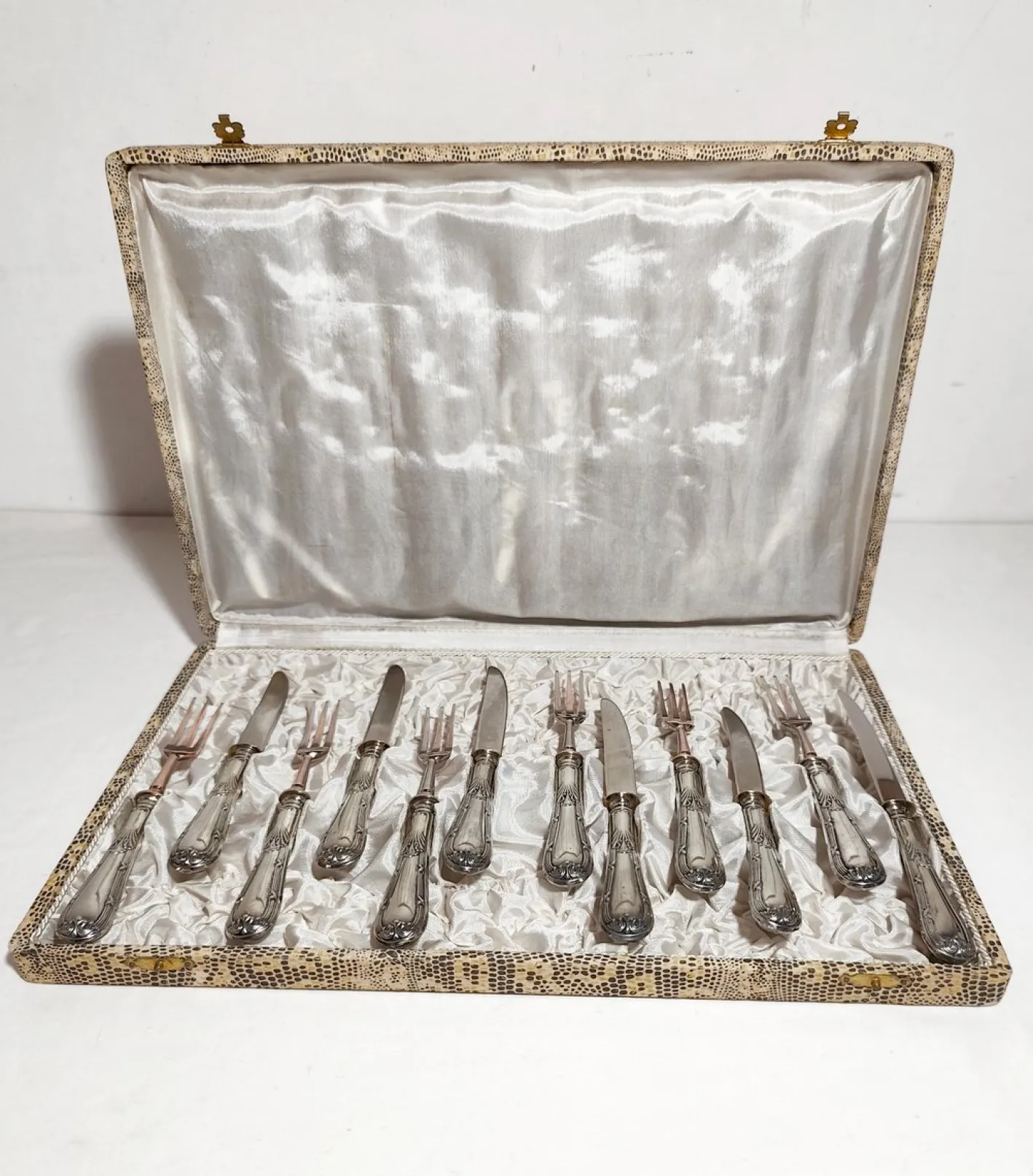 Alpaka Dessertbesteck, Spanien, 1950er, 12 Set