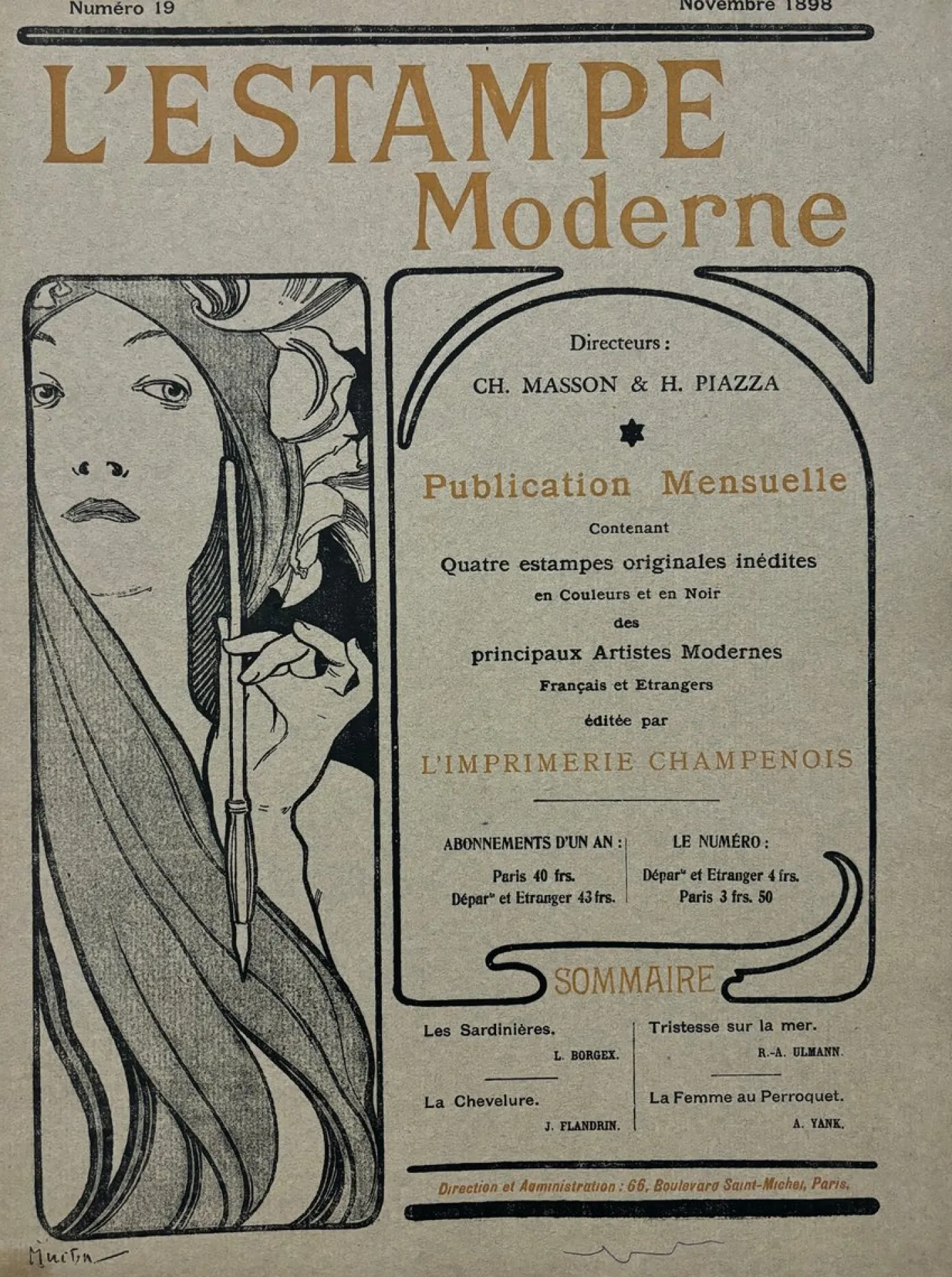 Alphonse Mucha, Cover für l'Estampe Moderne, November 1898, Lithographie