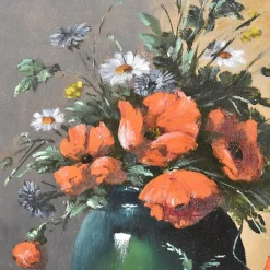 Amédée De Caranza, Mohnblumen-Stillleben, 1880, Öl auf Leinwand, gerahmt