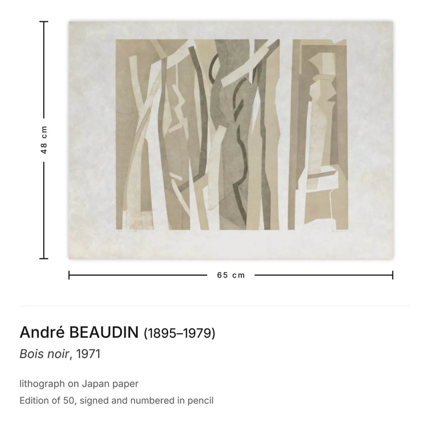 André Beaudin, Black Wood, 1971, Lithographie