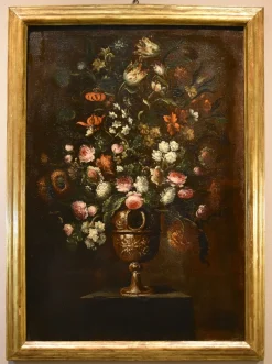Andrea Scacciati, Blumenstillleben, 1600er, Öl auf Leinwand, Gerahmt
