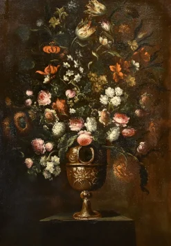 Andrea Scacciati, Blumenstillleben, 1600er, Öl auf Leinwand, Gerahmt