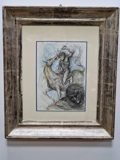 Angelo Canevari, Reiter, 1980er, Aquarell, Gerahmt