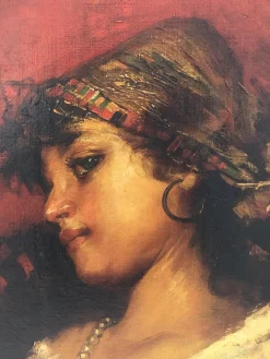 Angelo Granati, Neapolitanische Schule, Country Girl, Italien, 2005, Öl auf Leinwand, Gerahmt