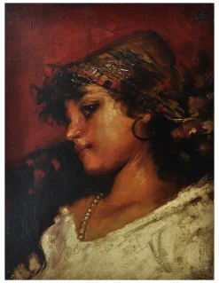 Angelo Granati, Neapolitanische Schule, Country Girl, Italien, 2005, Öl auf Leinwand, Gerahmt