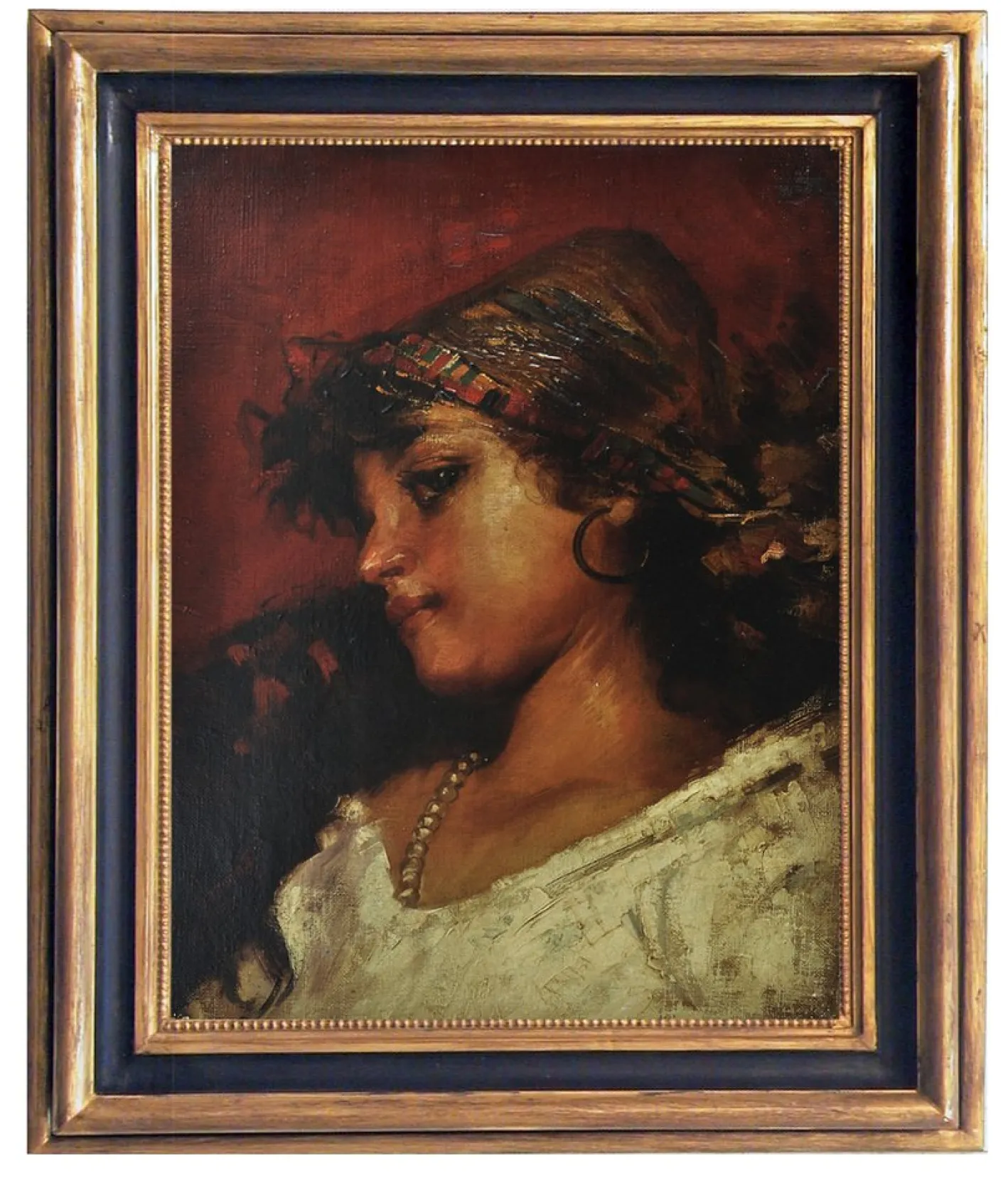 Angelo Granati, Neapolitanische Schule, Country Girl, Italien, 2005, Öl auf Leinwand, Gerahmt