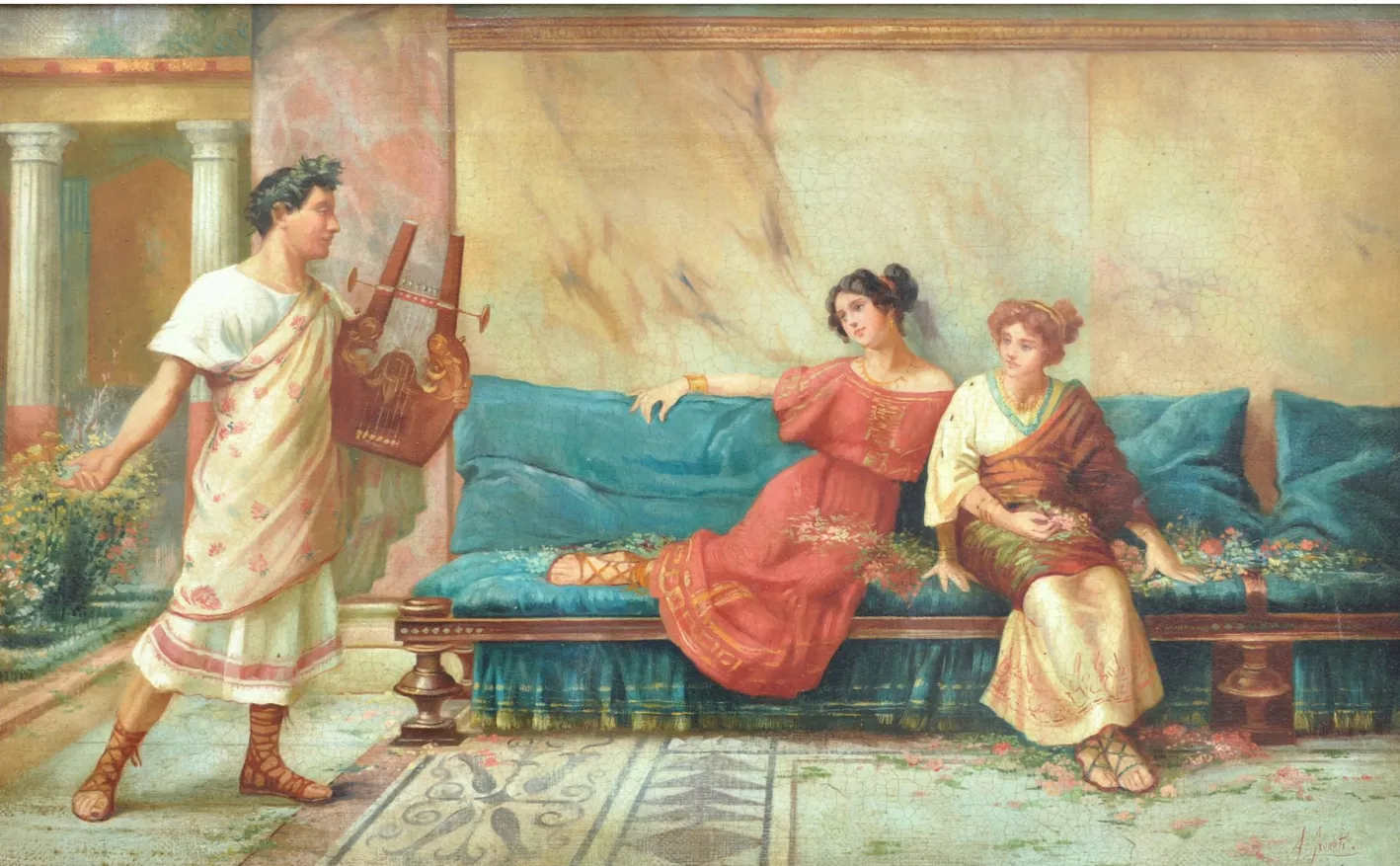 Angelo Granati, Pompejanische Szene, Italien, Öl auf Leinwand, Gerahmt