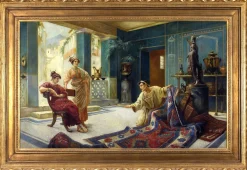 Angelo Granati, Teppichhändler in einem pompejanischen Interieur, Öl auf Leinwand, gerahmt