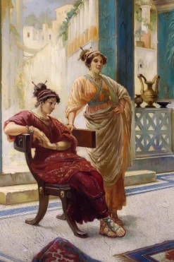 Angelo Granati, Teppichhändler in einem pompejanischen Interieur, Öl auf Leinwand, gerahmt