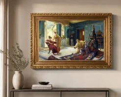 Angelo Granati, Teppichhändler in einem pompejanischen Interieur, Öl auf Leinwand, gerahmt
