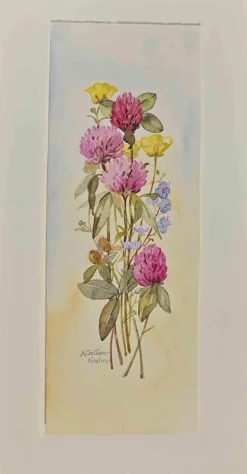 Anne Gallion-Krohn, Blumenstrauß, Original Aquarell, Mitte 20. Jh