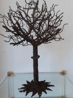 Anonyme, brutalistische Baumskulptur, 1980er, Eisen