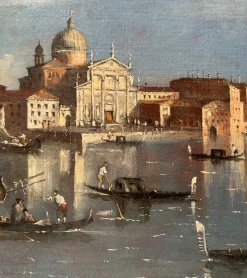 Ansicht von Venedig mit der Insel San Giorgio Maggiore und der Basilika, Öl auf Leinwand, 19. Jh., gerahmt