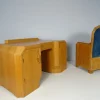 Anthroposophischer Schreibtisch mit Armlehnstuhl Felix Kayser zugeschrieben, 2er Set
