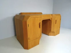Anthroposophischer Schreibtisch mit Armlehnstuhl Felix Kayser zugeschrieben, 2er Set