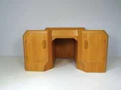 Anthroposophischer Schreibtisch mit Armlehnstuhl Felix Kayser zugeschrieben, 2er Set