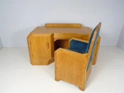 Anthroposophischer Schreibtisch mit Armlehnstuhl Felix Kayser zugeschrieben, 2er Set
