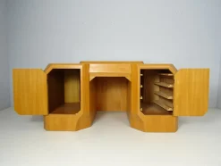 Anthroposophischer Schreibtisch mit Armlehnstuhl Felix Kayser zugeschrieben, 2er Set