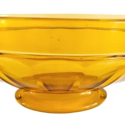 Antike Art Deco Obstschale aus bernsteinfarbenem Glas von Val Saint Lambert, 1930er