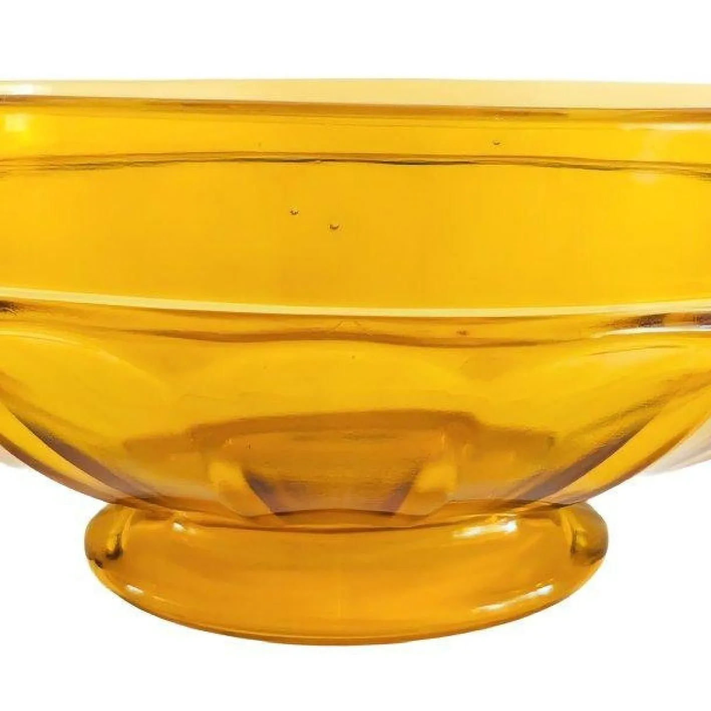 Antike Art Deco Obstschale aus bernsteinfarbenem Glas von Val Saint Lambert, 1930er