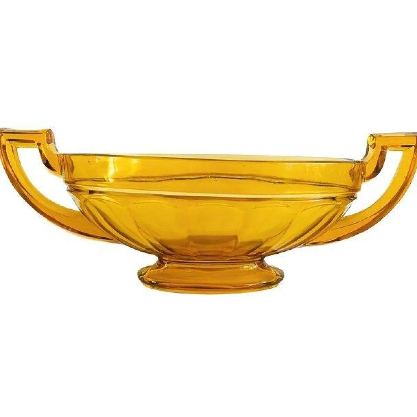 Antike Art Deco Obstschale aus bernsteinfarbenem Glas von Val Saint Lambert, 1930er